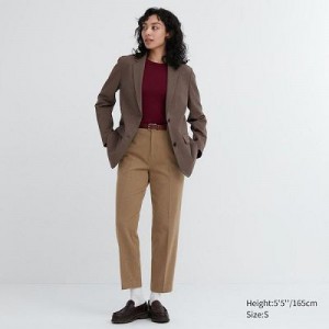 Pantalon Uniqlo Smart Brushed Ankle Femme Beige | 174076