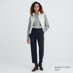 Pantalon Uniqlo Smart Brushed Ankle (Pinstripe) Femme Bleu Marine | 3758653