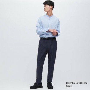 Pantalon Uniqlo Smart Patterned Ankle Length Homme Bleu Marine | 8705015
