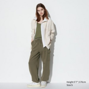 Pantalon Uniqlo Sweat Cargo Femme Vert Olive | 2529709