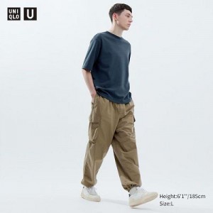 Pantalon Uniqlo U Wide-Fit Parachute Cargo Femme Beige | 8183427