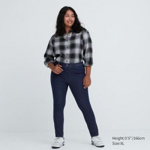 Pantalon Uniqlo Ultra Stretch Denim Femme Bleu Marine | 6774829