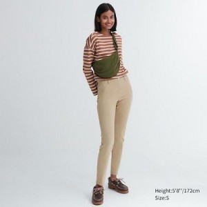 Pantalon Uniqlo Ultra Stretch Femme Beige | 6451234