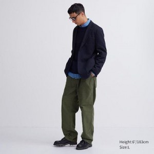 Pantalon Uniqlo Utility Work Femme Vert Olive | 4660516
