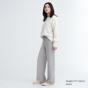 Pantalon Uniqlo Washable Knit Ribbed Femme Grise | 1046626