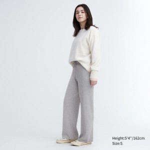 Pantalon Uniqlo Washable Knit Ribbed Lounge Femme Grise | 6662993