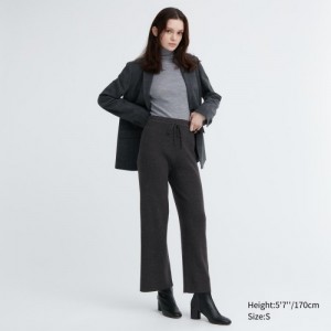 Pantalon Uniqlo Washable Knit Ribbed Lounge Femme Noir | 4432771