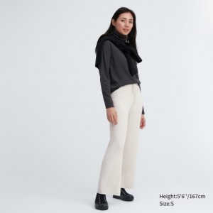 Pantalon Uniqlo Washable Knit Ribbed Lounge Femme Blanche | 5175160