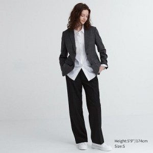 Pantalon Uniqlo Wide-Fit Pleated Femme Noir | 9858556