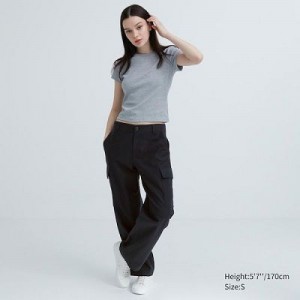 Pantalon Uniqlo Wide Straight Cargo Femme Grise | 1067842