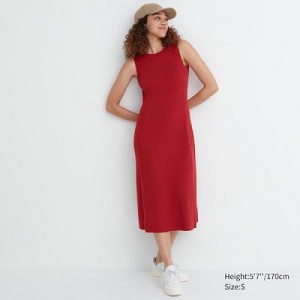 Peignoir Uniqlo Cotton Blend Knit Sleeveless Femme Rouge | 1713108