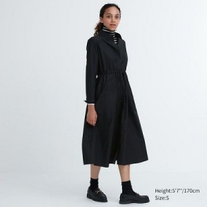 Peignoir Uniqlo Cotton Long-Sleeve Femme Noir | 8595281