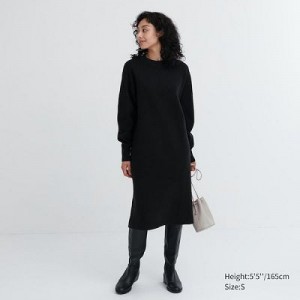 Peignoir Uniqlo Souffle Yarn Long-Sleeve Femme Noir | 7787690