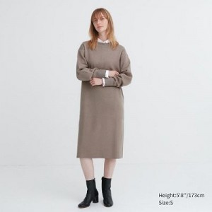 Peignoir Uniqlo Souffle Yarn Long-Sleeve Femme Beige | 5442965