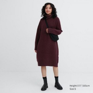 Peignoir Uniqlo Souffle Yarn Turtleneck Femme Bordeaux | 3772794