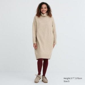 Peignoir Uniqlo Souffle Yarn Turtleneck Femme Beige | 7025530