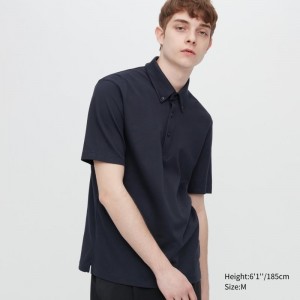 Polos Uniqlo Airism Pique Short-sleeve Homme Bleu Marine | 3137170