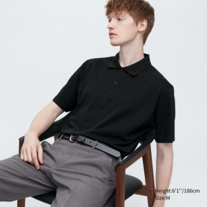 Polos Uniqlo Airism Regular Collar Homme Noir | 8730546