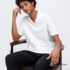 Polos Uniqlo Airism Skipper Collar Homme Blanche | 9528094