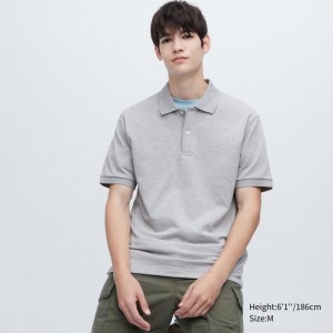 Polos Uniqlo Dry Pique Short-sleeve Homme Grise | 9334140