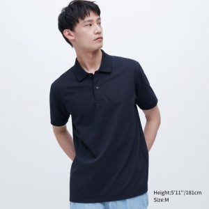 Polos Uniqlo Dry Pique Short-sleeve Homme Bleu Marine | 2753299