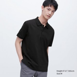 Polos Uniqlo Dry Pique Short-sleeve Homme Noir | 2873520
