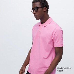 Polos Uniqlo Dry Pique Short-sleeve Homme Rose | 6815791