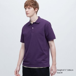 Polos Uniqlo Dry Pique Short-sleeve Homme Violette | 6229854