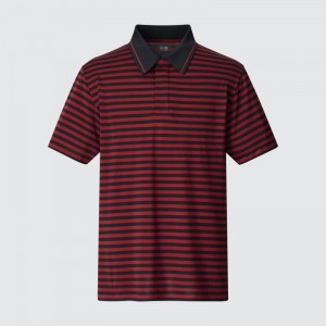 Polos Uniqlo Dry-ex Short-sleeve Striped Adam Scott Homme Rouge | 253430