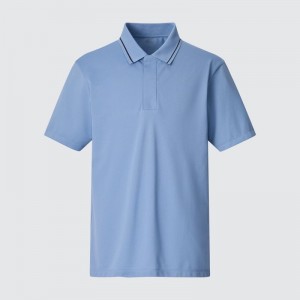 Polos Uniqlo Dry-ex Short-sleeve Striped Collar Adam Scott Homme Bleu | 4819013