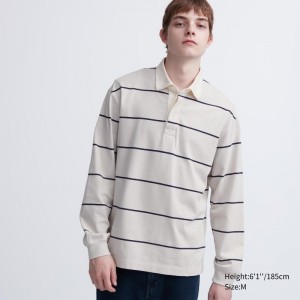 Polos Uniqlo Rugger Long-sleeve Homme Beige | 9720191