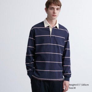 Polos Uniqlo Rugger Long-sleeve Homme Bleu Marine | 772111