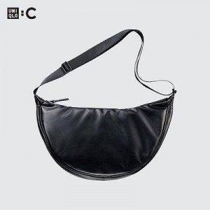 Sac Bandoulière Uniqlo Faux Leather Round Femme Noir | 9503528