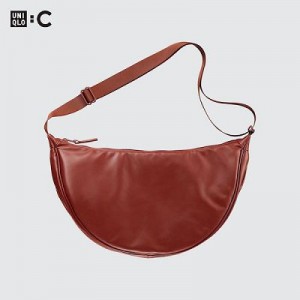 Sac Bandoulière Uniqlo Faux Leather Round Femme Orange | 6678296
