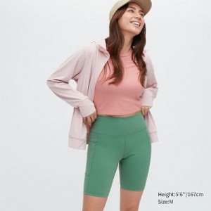 Short Uniqlo AIRism Soft Pocket Biker Femme Vert | 8164586