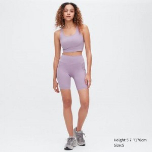 Short Uniqlo AIRism Soft Pocket Biker Femme Violette | 8184509