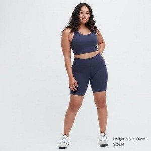 Short Uniqlo AIRism Soft Pocket Biker Femme Bleu | 416390