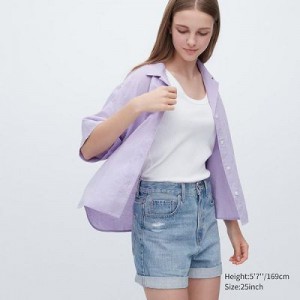 Short Uniqlo High-Rise Denim Femme Bleu | 1927283