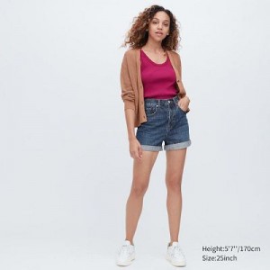 Short Uniqlo High-Rise Denim Femme Bleu | 9550851