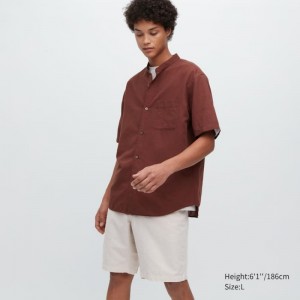 Short Uniqlo Linen Blend Homme Beige | 2263538