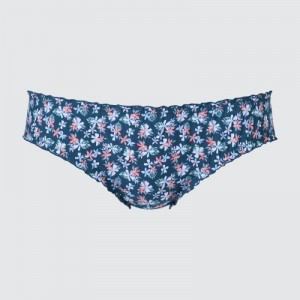 Slips Uniqlo Frilled Mid-Rise Femme Bleu | 6458531