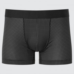 Sous Vêtement Uniqlo Airism Low Rise Checked Boxers Homme Noir | 3133210