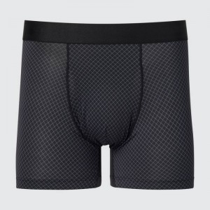 Sous Vêtement Uniqlo Airism Printed Boxers Homme Noir | 7232652