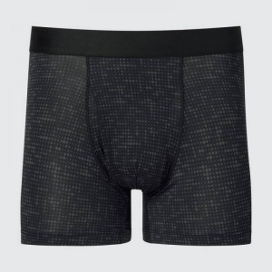 Sous Vêtement Uniqlo Airism Printed Boxers Homme Noir | 3532330