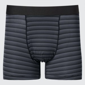 Sous Vêtement Uniqlo Airism Striped Boxers Homme Noir | 3801476