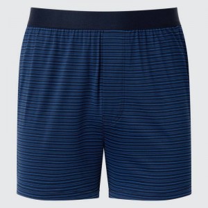 Sous Vêtement Uniqlo Airism Striped Loose Fit Boxers Homme Bleu | 3527281