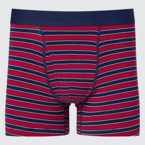 Sous Vêtement Uniqlo Cotton Striped Boxer Homme Rouge | 6689504