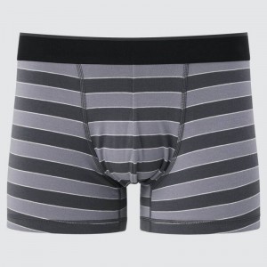 Sous Vêtement Uniqlo Supima Cotton Low Rise Striped Boxer Homme Grise | 4911859