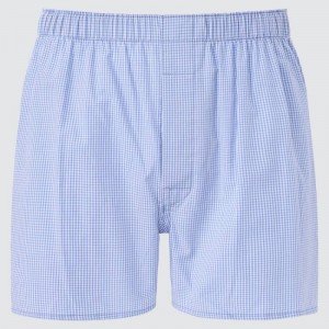 Sous Vêtement Uniqlo Woven Checked Boxer Homme Bleu | 9813817