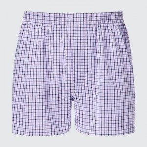 Sous Vêtement Uniqlo Woven Checked Boxer Homme Violette | 795249